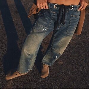 We The Free Women's Blue distressed barrel Jeans